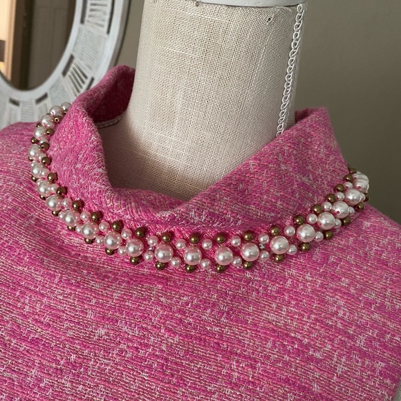 Lilly Pulitzer Dresses & Skirts - NWOT Lilly Pulitzer 10 Dress Portia Pink Shimmer Pearl Collar Sleeveless Tweed